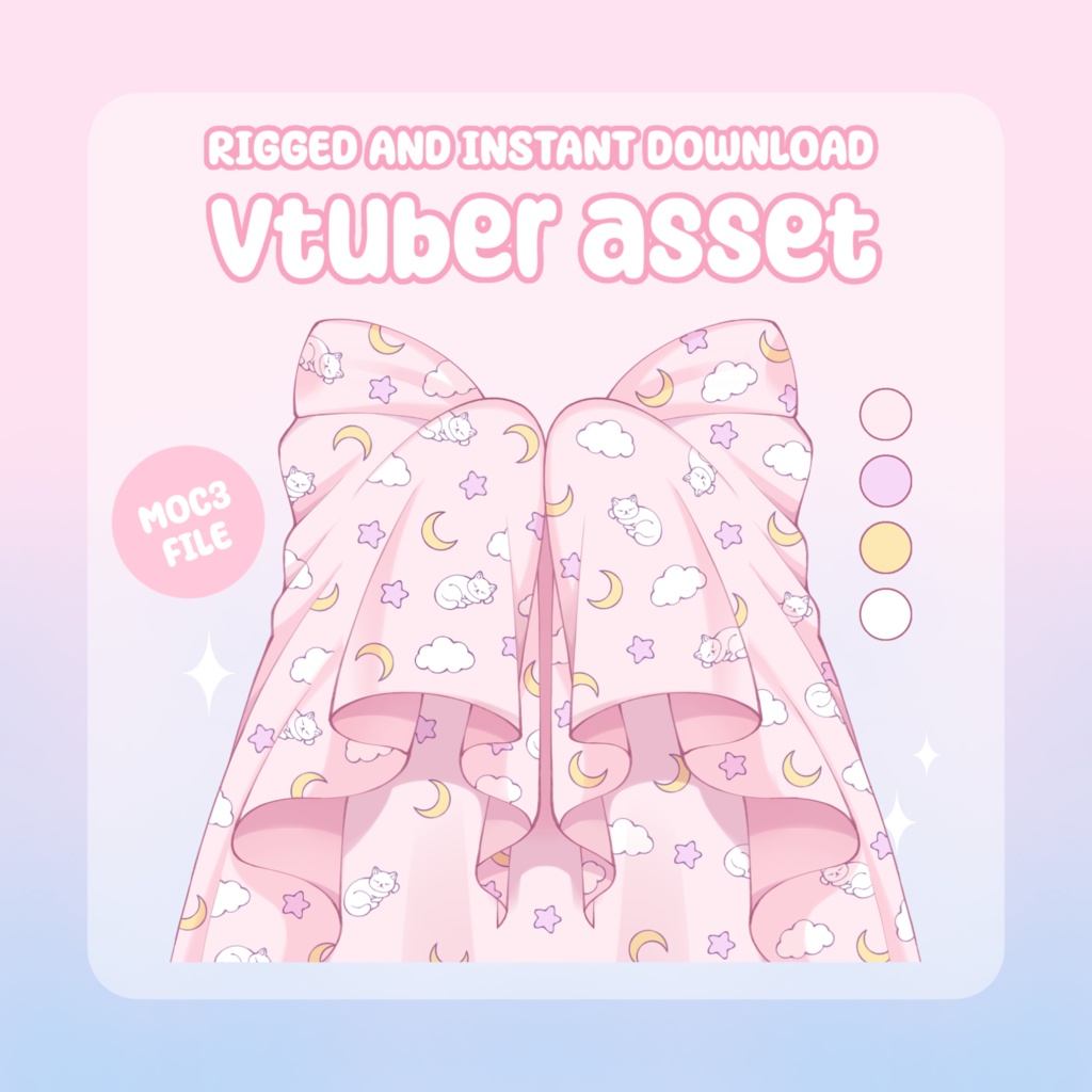 VTuber Asset - Rigged Moon Kitty Blanket, moc3 File, Outfit for Vtuber Models and Streamers