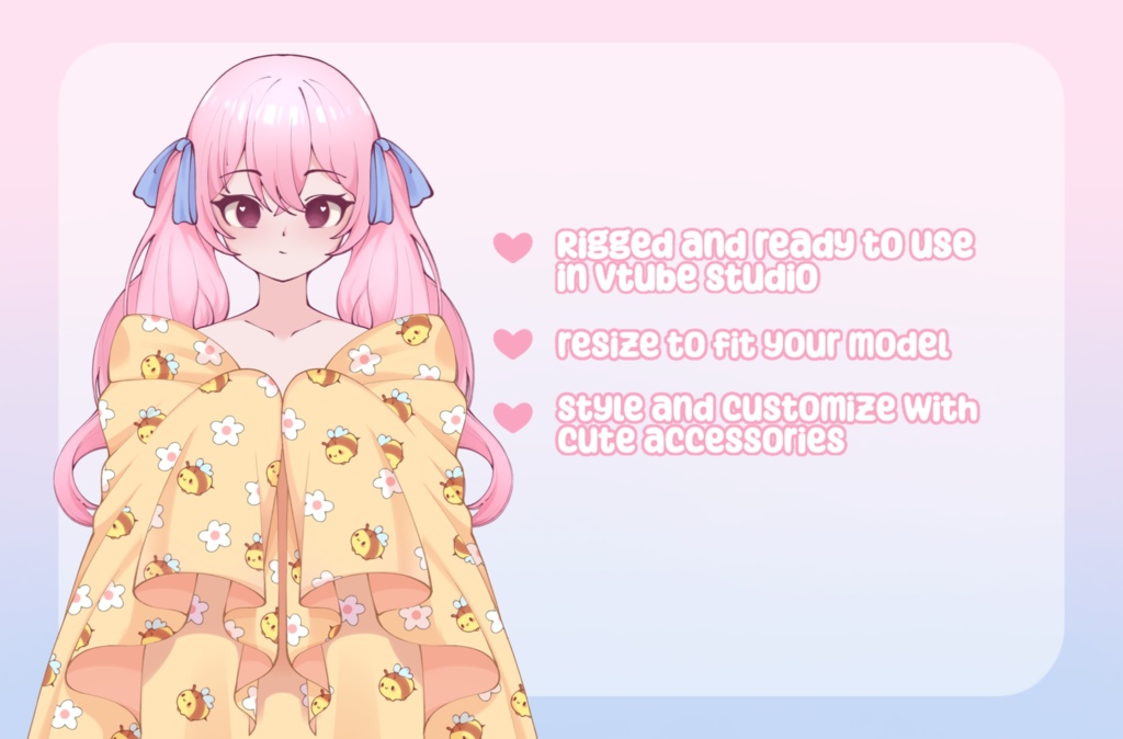 VTuber Asset - Rigged Bee Blanket, moc3 File, Outfit for Vtuber Models and Streamers