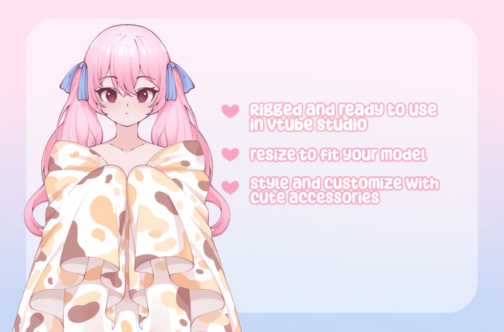 VTuber Asset - Rigged Calico Cat Blanket, moc3 File, Outfit for Vtuber Models and Streamers