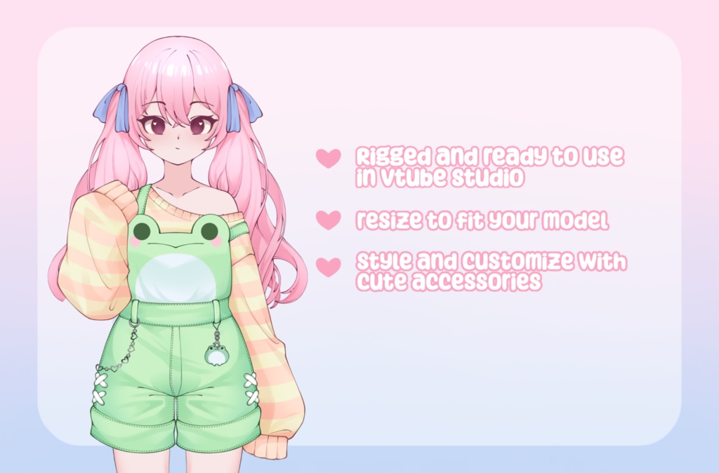 VTuber Asset - Rigged Cute Froggy Jumper, moc3 File, Customizable Outfit with Toggling Options for Streamers