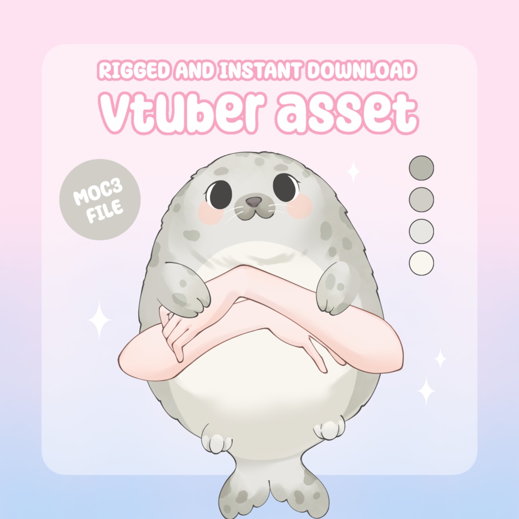 VTuber Asset - Rigged Chonky Seal Plushie, moc3 File, Plushie Asset for Streamers, Live2d ready