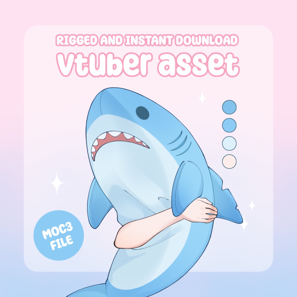 VTuber Asset - Rigged XXL Shark Plushie, moc3 File, Plushie Asset for Streamers, Live2d ready