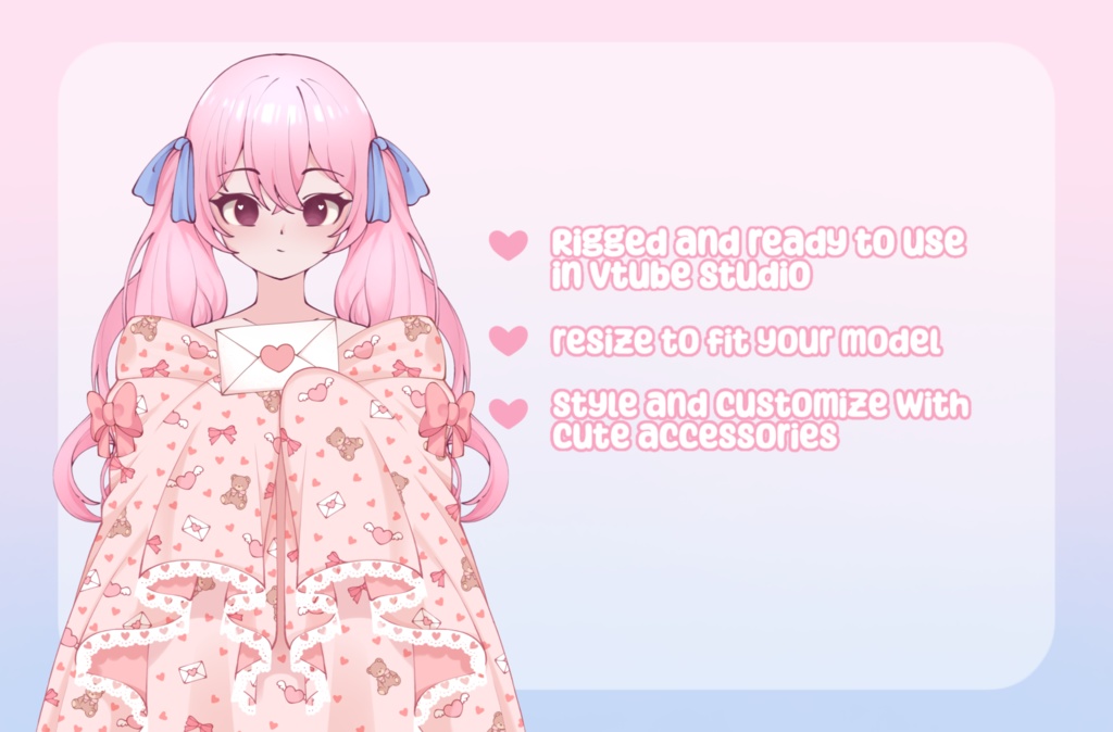 VTuber Asset - Rigged Valentine's Blanket, moc3 File, Holiday Outfit for Vtuber Models and Streamers