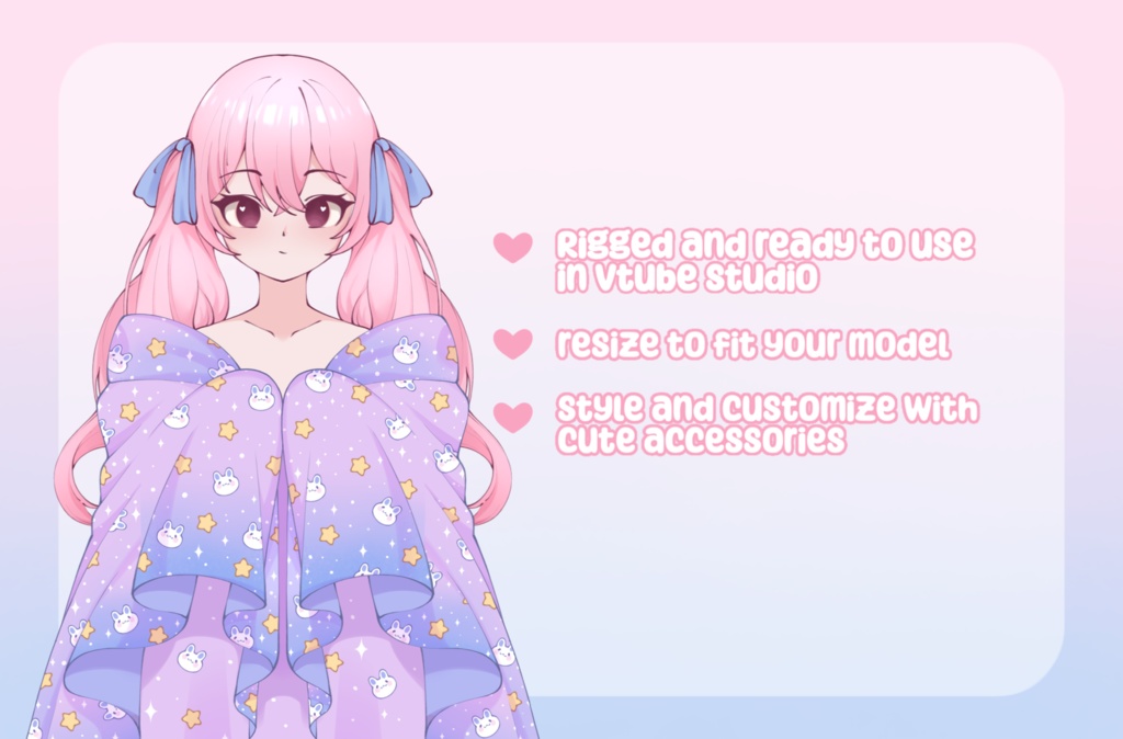 VTuber Asset - Rigged Cosmic Bunny Blanket, moc3 File, Holiday Outfit for Vtuber Models and Streamers