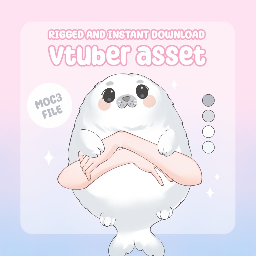 VTuber Asset - Rigged White Chonky Seal Plushie, moc3 File, Plushie Asset for Streamers, Live2d ready