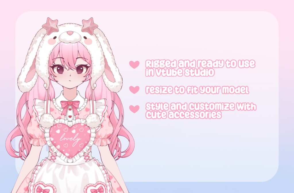VTuber Asset - Rigged Fluffy Bunny Hat Accessory for Vtube Studio, moc3 File, for Vtuber Models