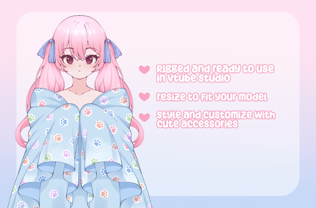 VTuber Asset - Rigged Pawprints Blanket, moc3 File, Holiday Outfit for Vtuber Models and Streamers