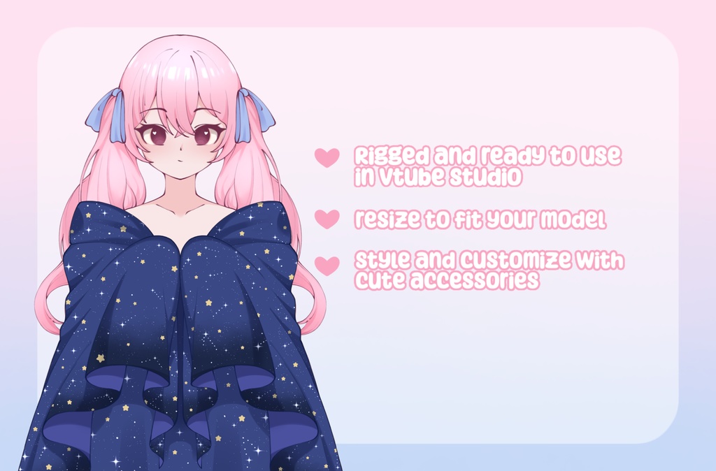 VTuber Asset - Rigged Starry Night Sky Blanket, moc3 File, Outfit for Vtuber Models and Streamers