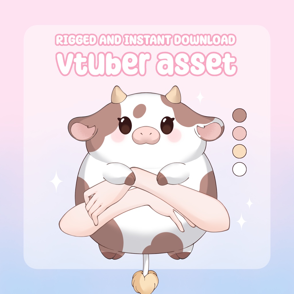 VTuber Asset - Rigged Chonky Cow Plushie, moc3 File, Plushie Asset for Streamers, Live2d ready