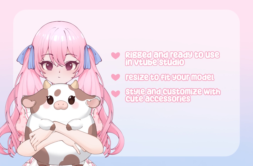 VTuber Asset - Rigged Chonky Cow Plushie, moc3 File, Plushie Asset for Streamers, Live2d ready