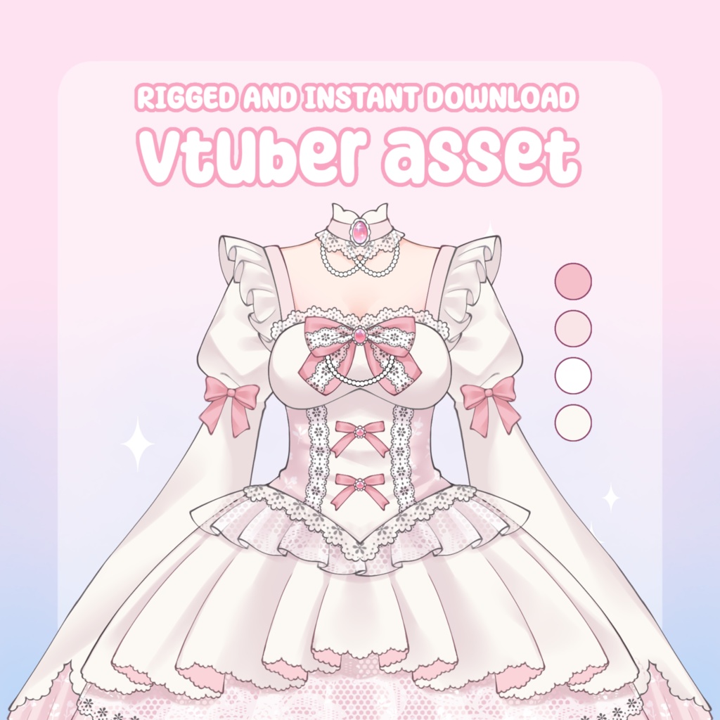 VTuber Asset - Rigged Coquette Princess Dress, Lolita Dress, moc3 File, Outfit For Models and Streamers