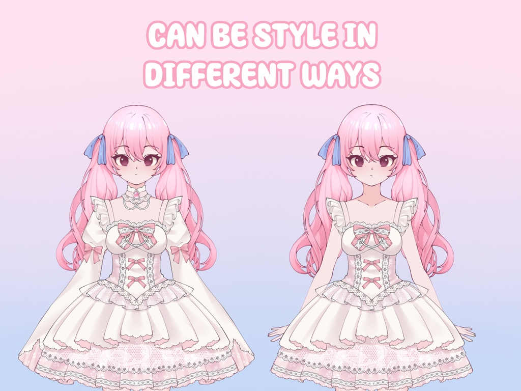 VTuber Asset - Rigged Coquette Princess Dress, Lolita Dress, moc3 File, Outfit For Models and Streamers
