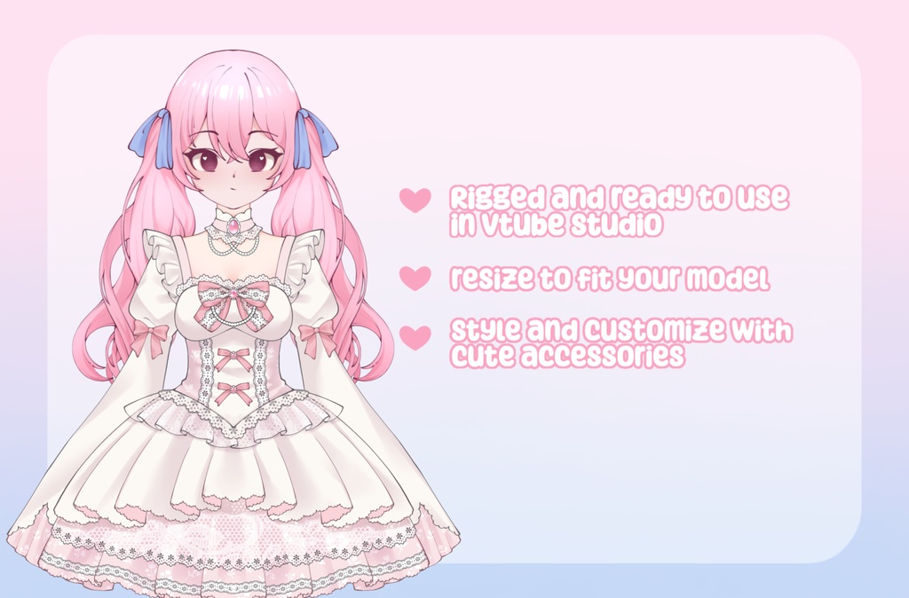 VTuber Asset - Rigged Coquette Princess Dress, Lolita Dress, moc3 File, Outfit For Models and Streamers