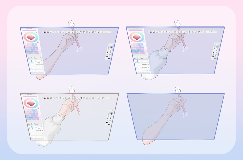 VTuber Hand Asset - Rigged Transparent Tablet, Mouse and Click Tracking Pen, moc3 File, Hand Asset for Streamers, Live2d ready