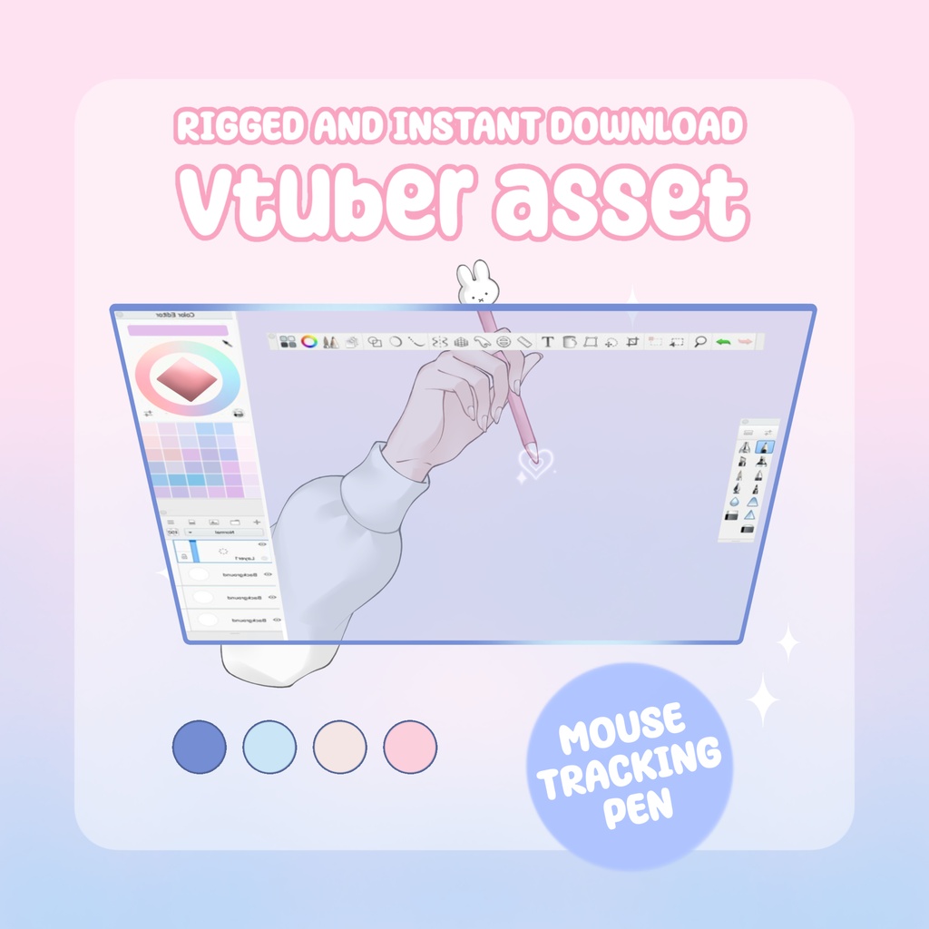 VTuber Hand Asset - Rigged Transparent Tablet, Mouse and Click Tracking Pen, moc3 File, Hand Asset for Streamers, Live2d ready