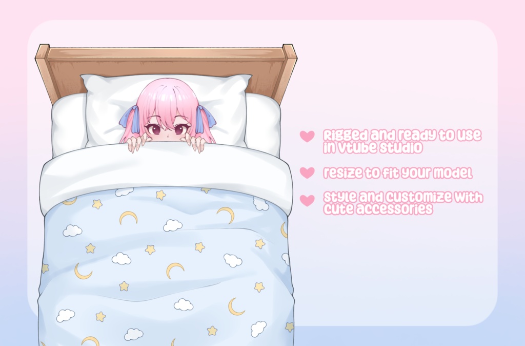 VTuber Asset - Rigged Comfy Bed, moc3 File, Outfit for Late Night Streaming, For Models and Streamers