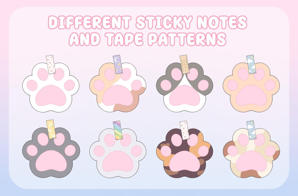 VTuber Asset - Rigged Paw Print Sticky Notes, moc3 File, Customizable Asset for Vtubers