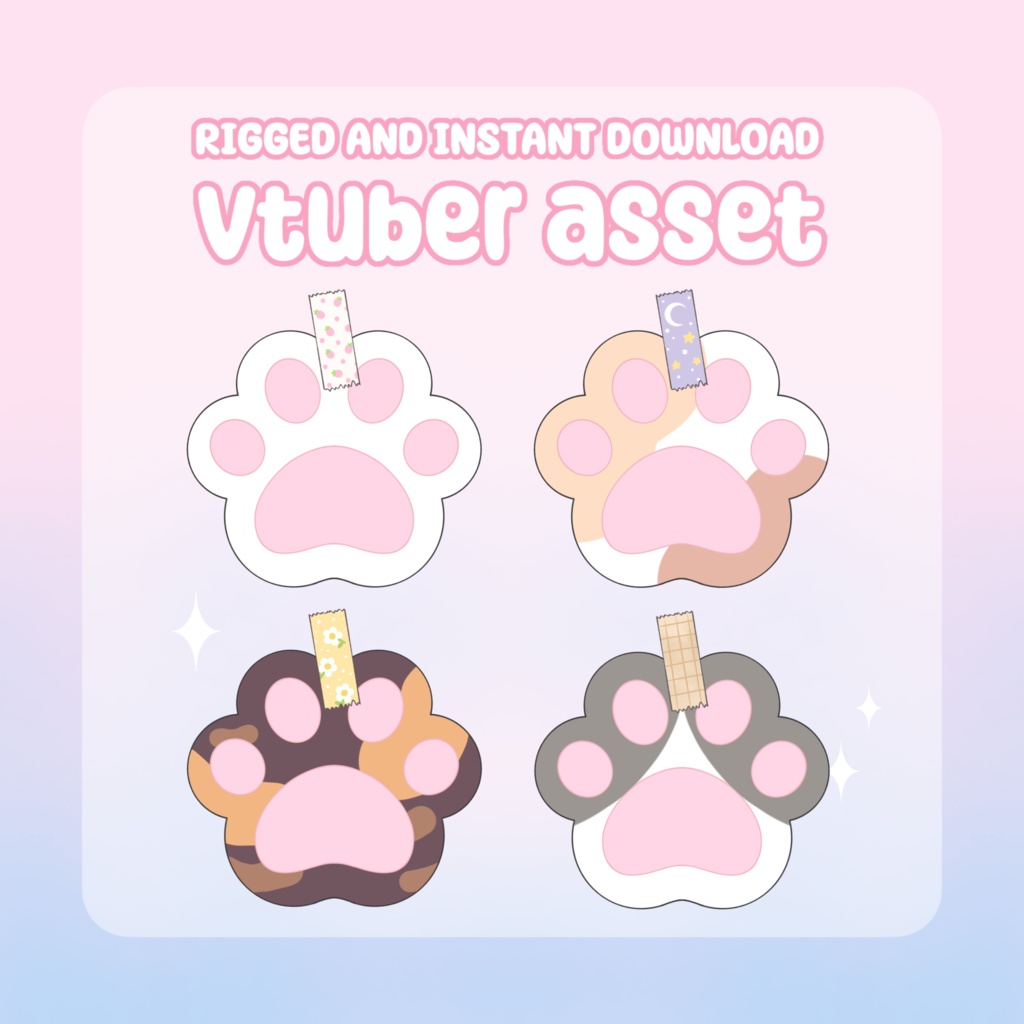 VTuber Asset - Rigged Paw Print Sticky Notes, moc3 File, Customizable Asset for Vtubers
