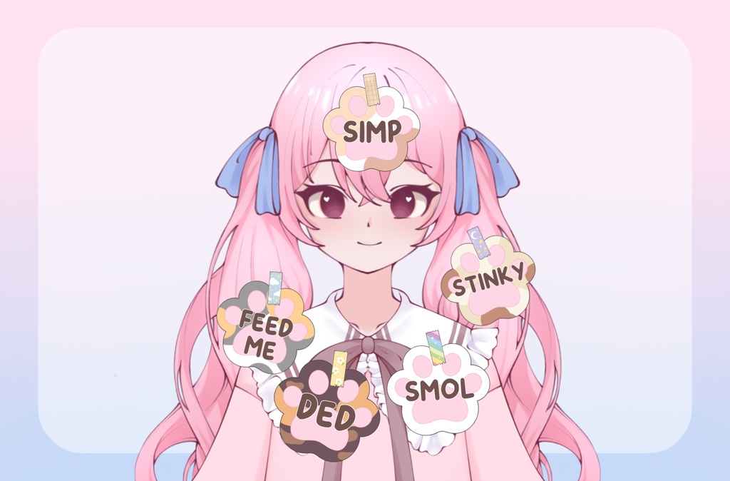 VTuber Asset - Rigged Paw Print Sticky Notes, moc3 File, Customizable Asset for Vtubers