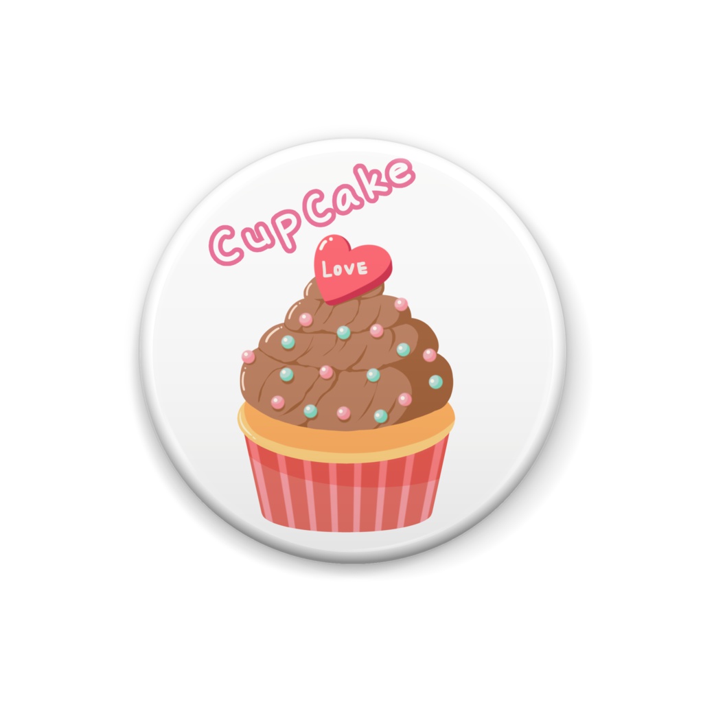 カップケーキ文字付缶バッジ