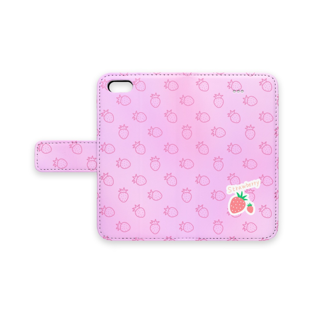 イチゴ柄手帳型iPhoneケース