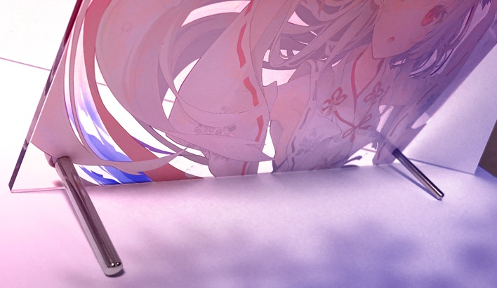 白髪もふきつね A4 アクリルパネル