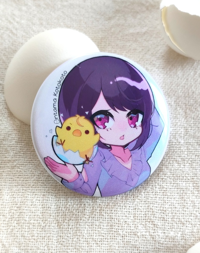 温玉ことことアイコン缶バッジМサイズ🐣💓(57mm)オーロララメ加工