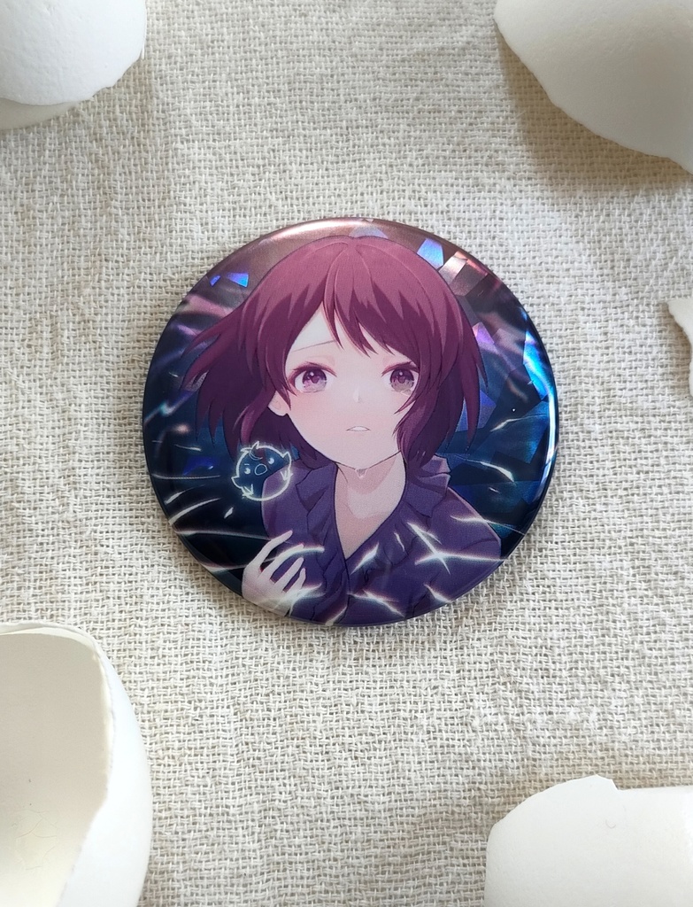 温玉ことこと3周年記念🎉ヒバナ缶バッジMサイズ🐣💓(57mm)ホログラム加工