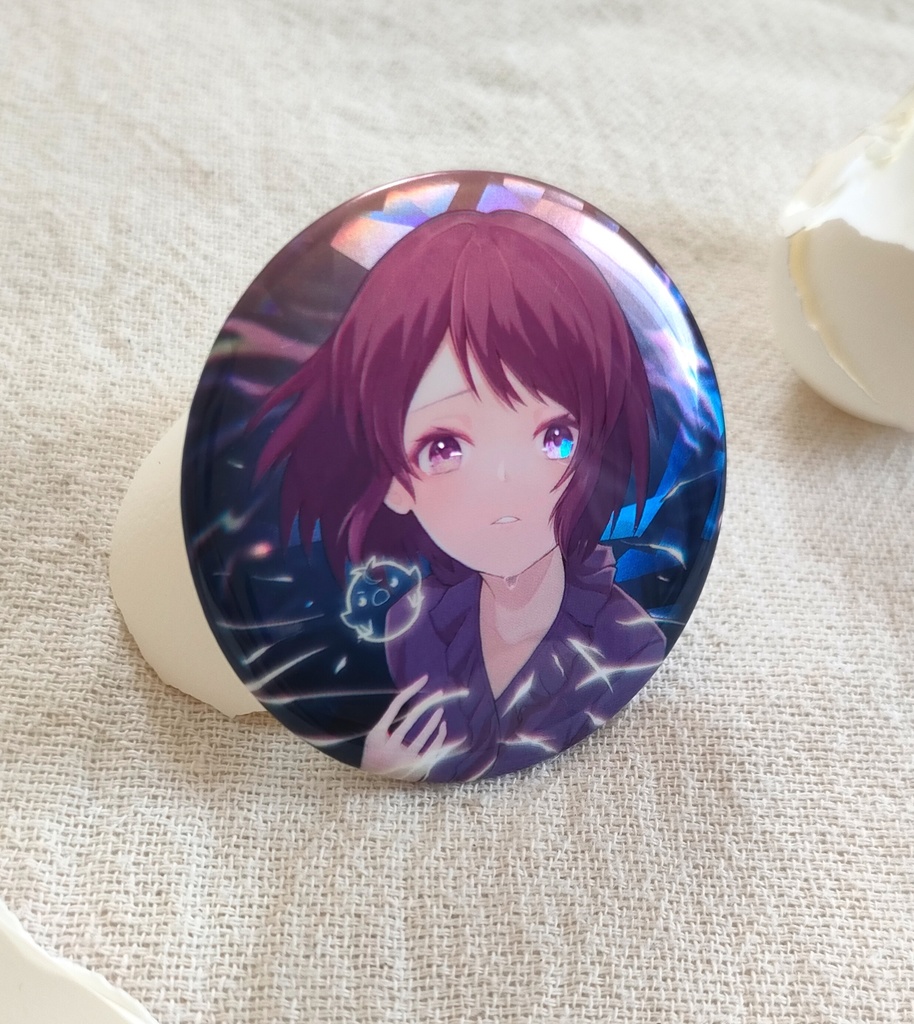 温玉ことこと3周年記念🎉ヒバナ缶バッジMサイズ🐣💓(57mm)ホログラム加工