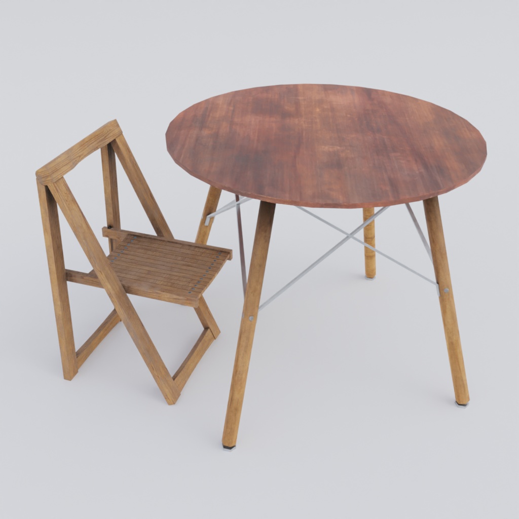 丸テーブルセット -Rounded Table & Chair-