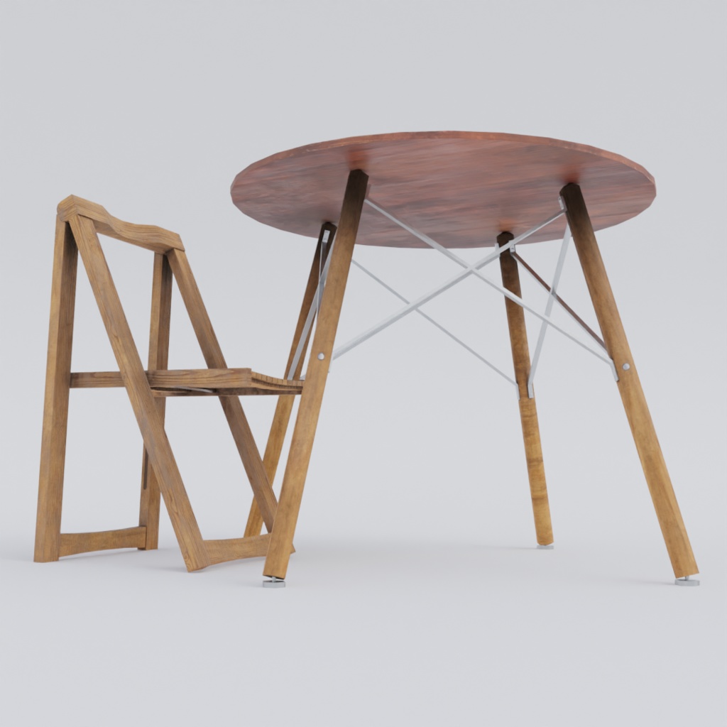 丸テーブルセット -Rounded Table & Chair-