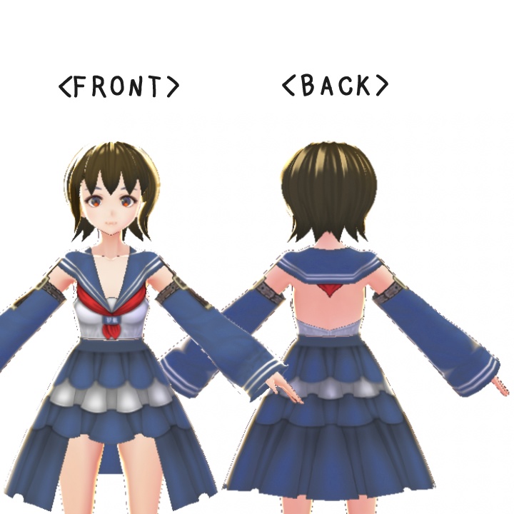【VRoid】セクシー セーラー服 ネイビー×ホワイト(赤タイ)【テクスチャ】