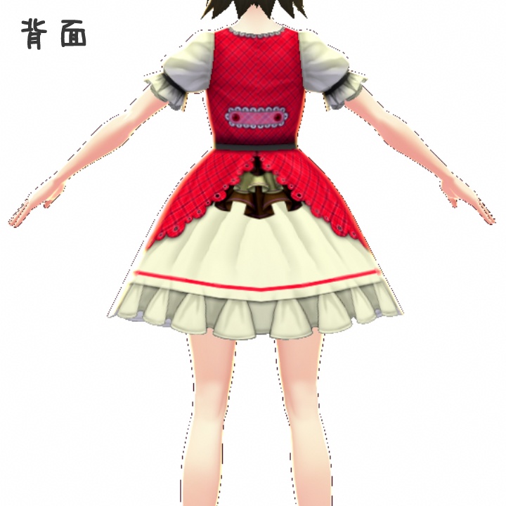 【VRoid】半袖チェック柄フリルドレス【テクスチャ】
