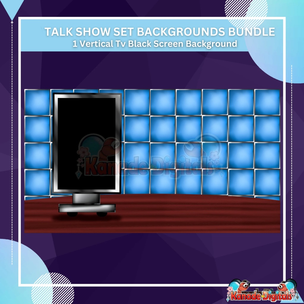 Talk Show Set With TV Screen Background Vtuber Live2d Virtual Youtuber Background