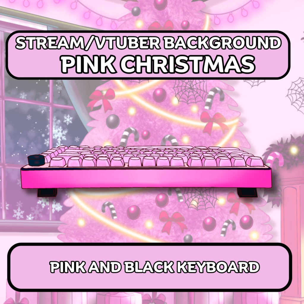 Vtuber Pink Kawaii Gothic Christmas Background + Desk Bundle | 1 Background, 1 Desk and more |Live2D, Props, Accessory, Twitch,