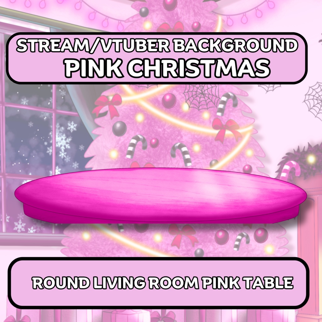 Vtuber Pink Kawaii Gothic Christmas Background + Desk Bundle | 1 Background, 1 Desk and more |Live2D, Props, Accessory, Twitch,