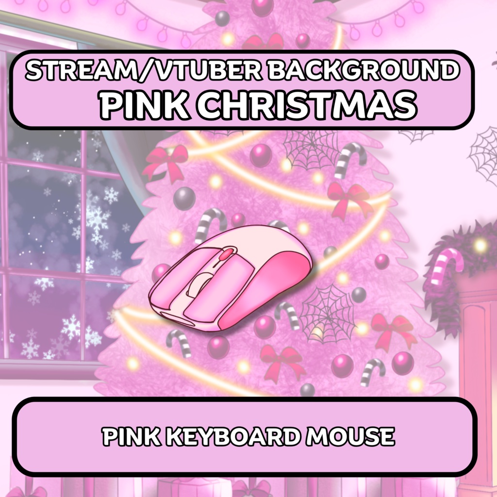 Vtuber Pink Kawaii Gothic Christmas Background + Desk Bundle | 1 Background, 1 Desk and more |Live2D, Props, Accessory, Twitch,