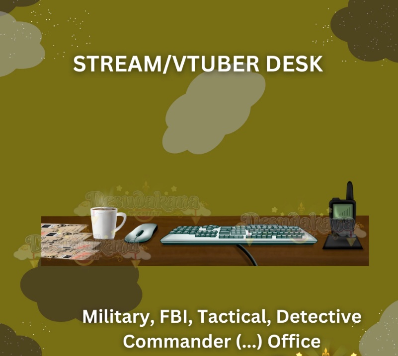 Vtuber Military Tactical Commander Detective Background + Desk Bundle | 1 Background, 1 Desk |Live2D, Props, Accessory, Twitch,