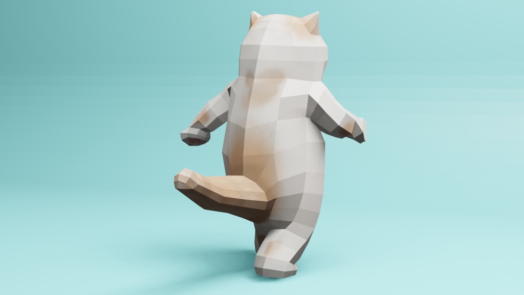 二足歩行の可愛い猫のオリジナル3Dモデル(ローポリ)