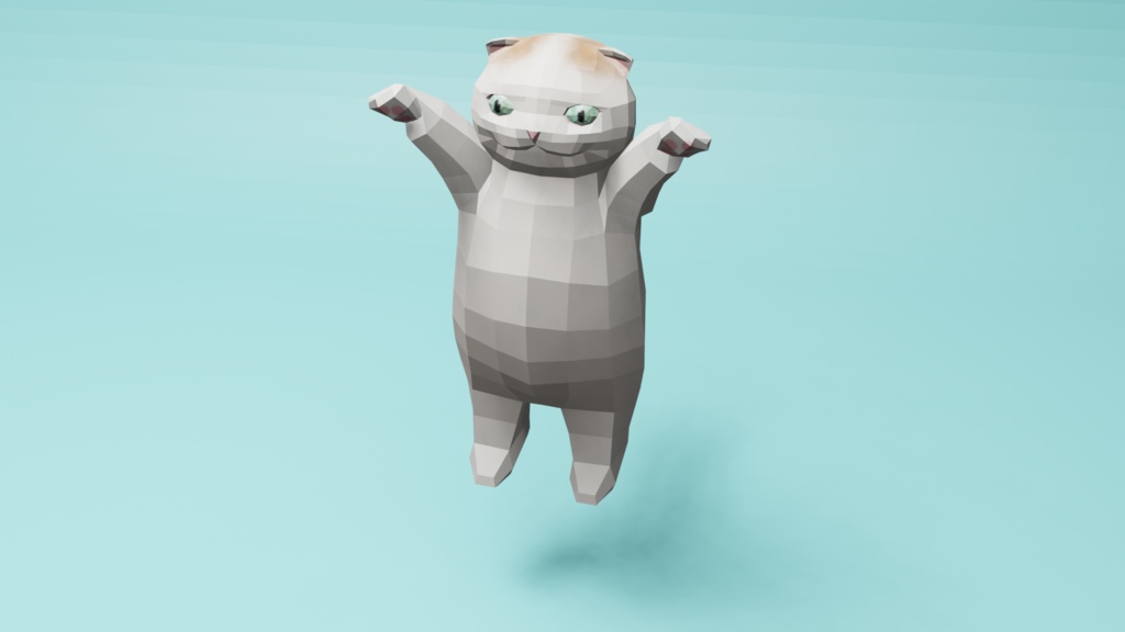 二足歩行の可愛い猫のオリジナル3Dモデル(ローポリ)