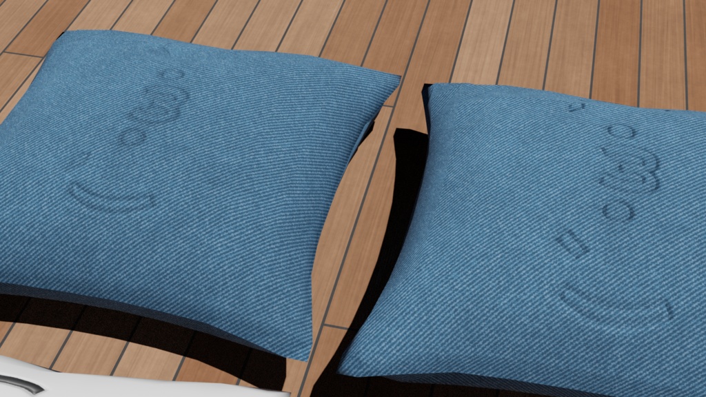 3Dモデル 顔文字クッション cushion 2種3色セット