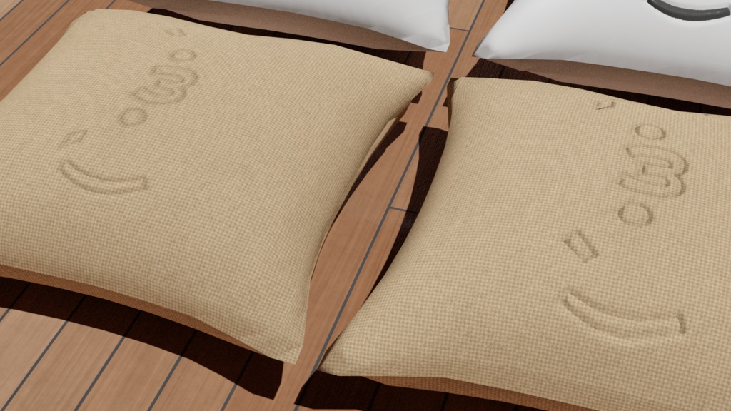 3Dモデル 顔文字クッション cushion 2種3色セット