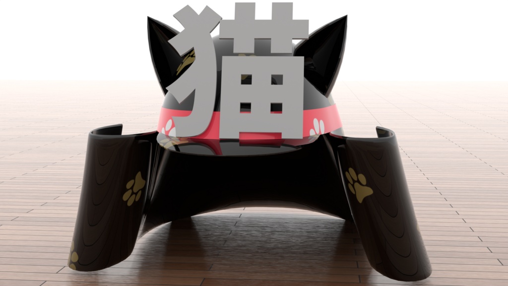 3Dモデル 猫耳付き 兜 カブト cap