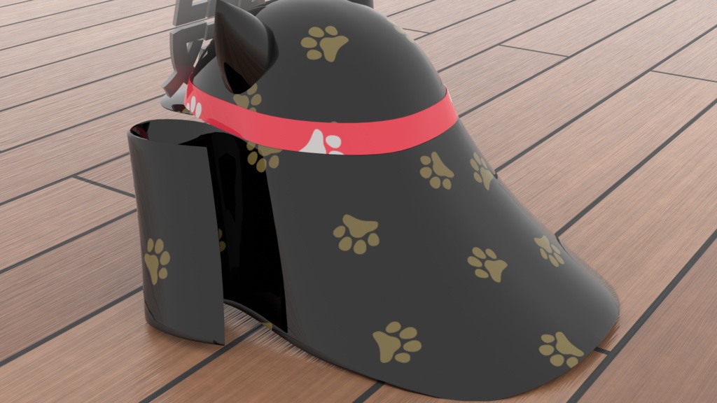 3Dモデル 猫耳付き 兜 カブト cap