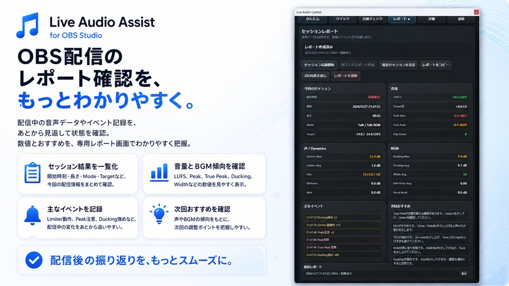 Live Audio Assist - OBS用 音声調整・歌枠支援プラグイン