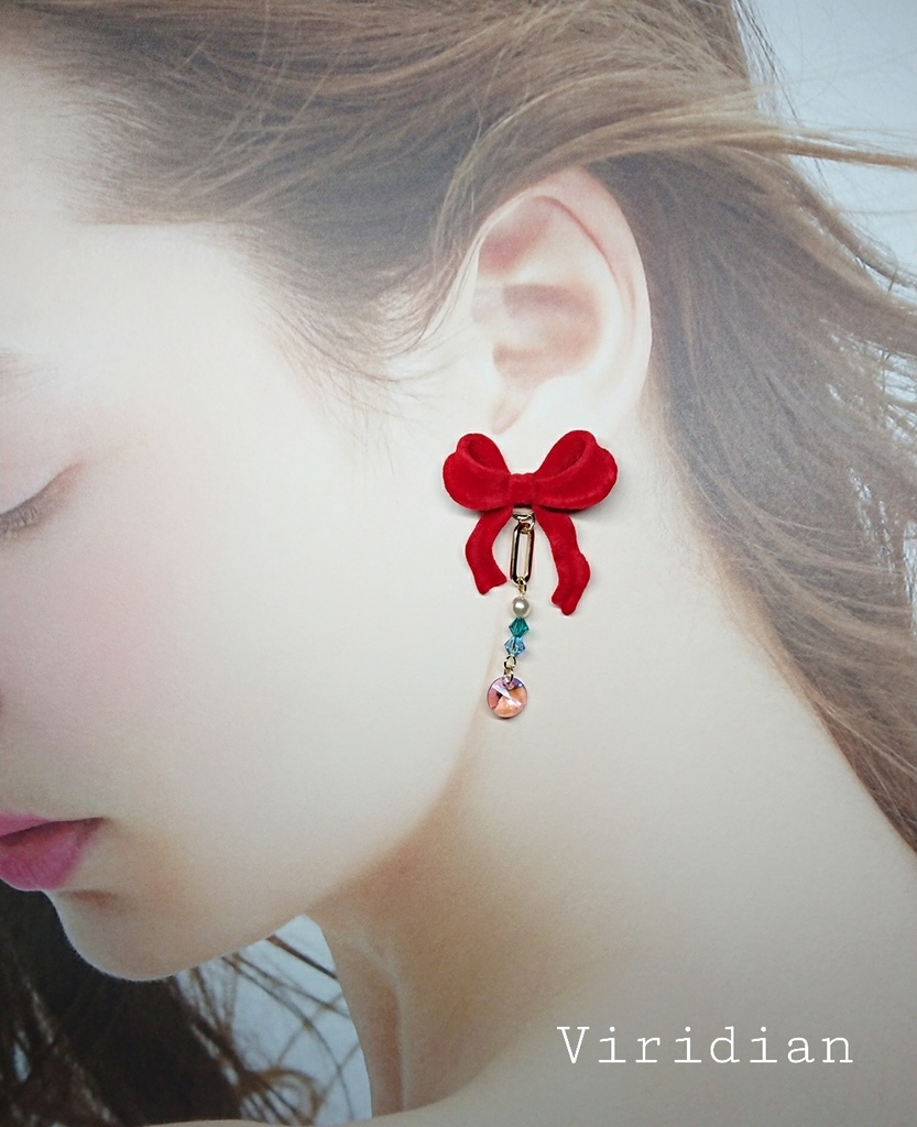 【ポッセ】リボンイヤリング(ピアス)