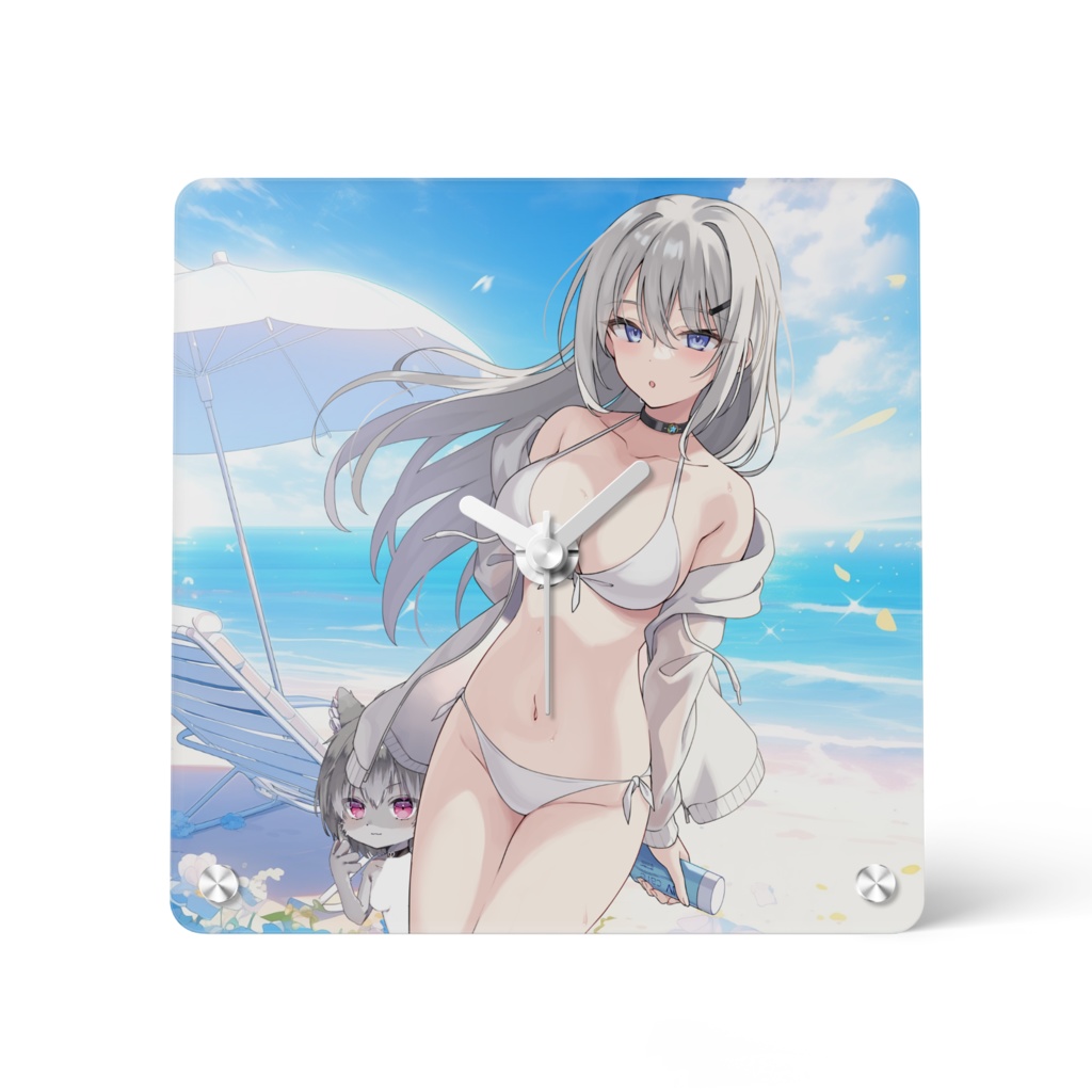 水着アクリル時計