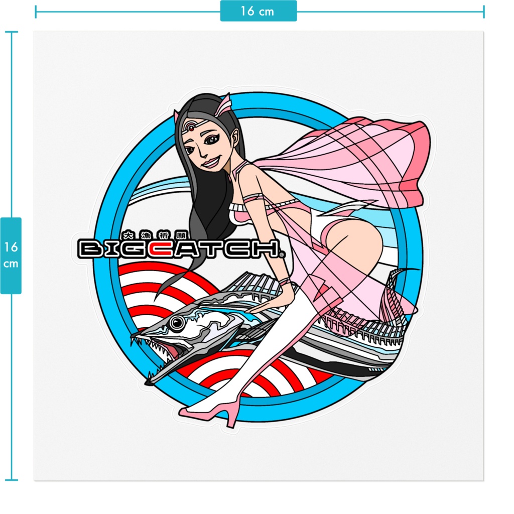 ✨NEW✨大漁祈願ステッカー【女神シリーズ-太刀魚】160 x 160 (mm) - クリア