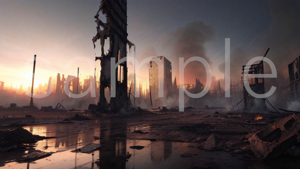 【背景素材】戦火が絶えない未来世界