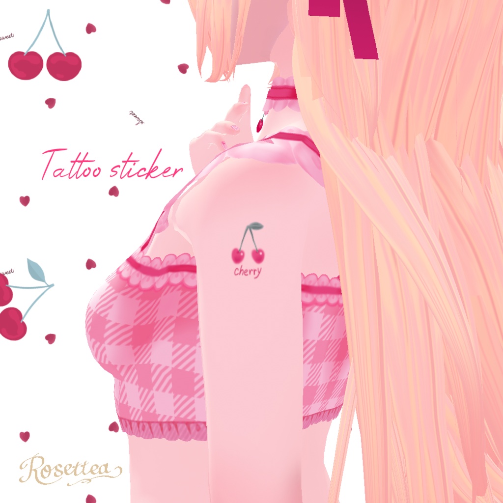 【VRoid】Cherry swimwear タトゥーシール・ネイル付セット 全9色